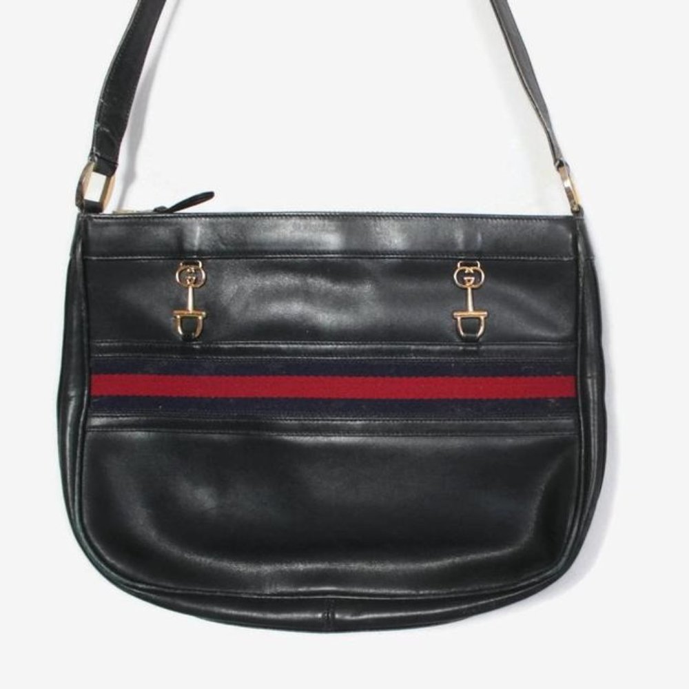Gucci 1955 Horse-bit style navy leather hobo style shoulder bag - Picture 10 of 11